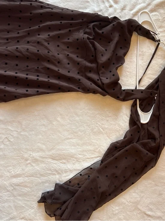 Zara Brown Polka Dot Halter Maxi Dress - Picture 5 of 7